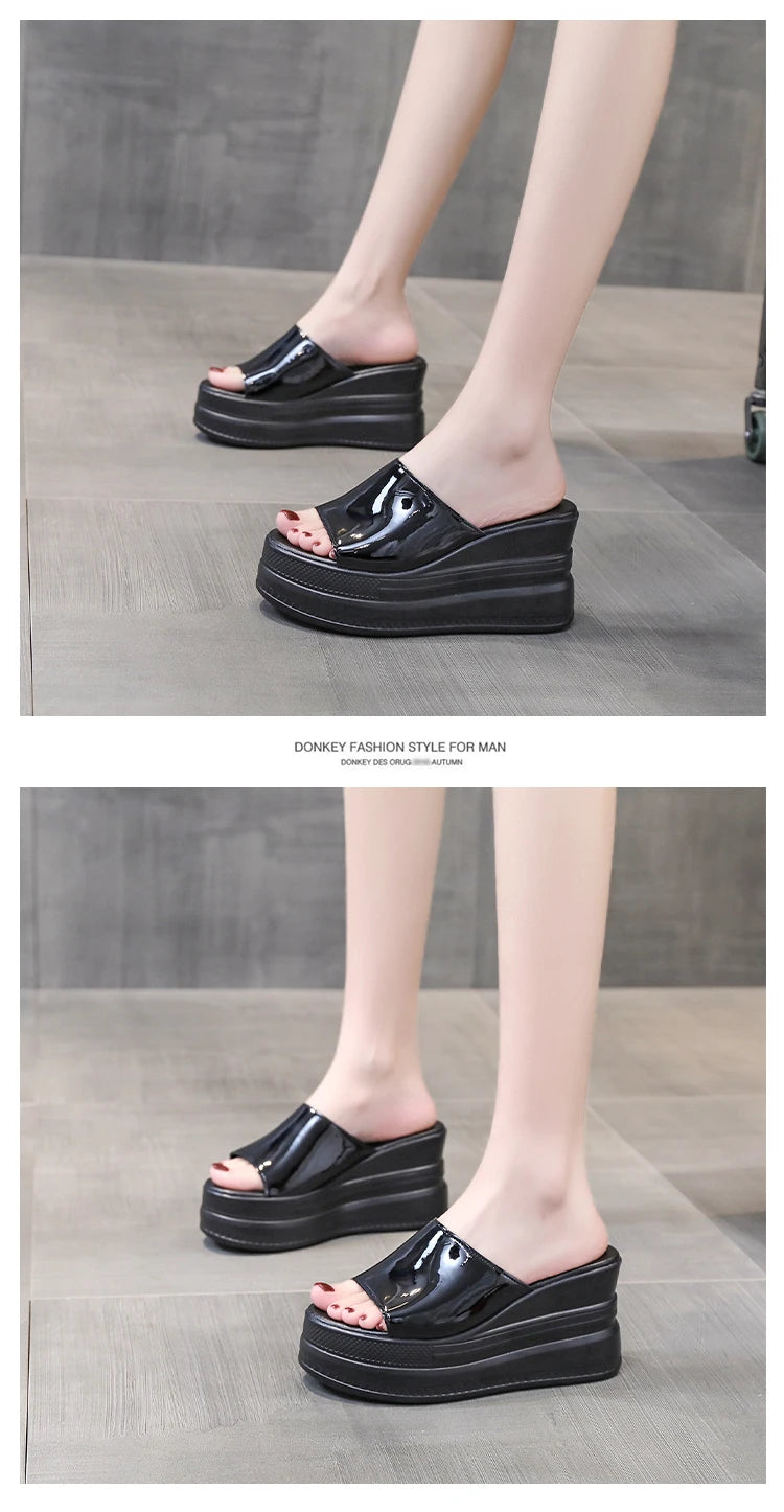 Women Slippers Female Shoes Rubber Beach Slippers For Women Ladies High Platform Flip Flops Red Slides New Summer Shoes Woman