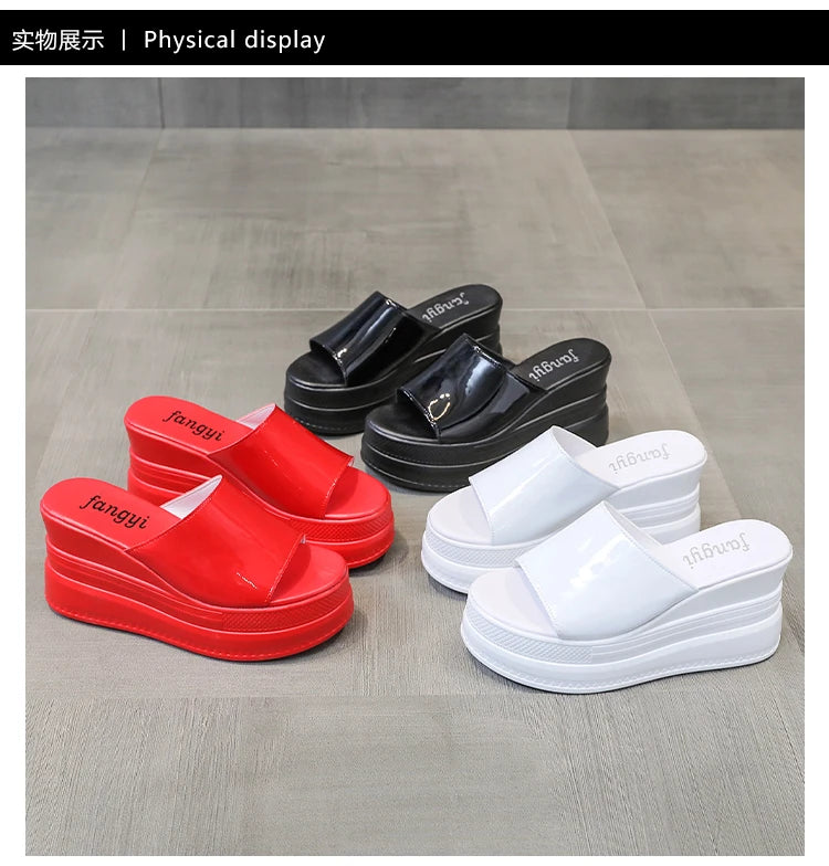 Women Slippers Female Shoes Rubber Beach Slippers For Women Ladies High Platform Flip Flops Red Slides New Summer Shoes Woman
