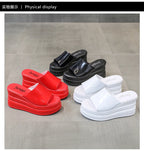 Women Slippers Female Shoes Rubber Beach Slippers For Women Ladies High Platform Flip Flops Red Slides New Summer Shoes Woman