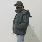 Winter Women Rainbow Reflective Horn Hooded Parkas Down Bubble Coat Puffer Jacket Bling Luminous Cute Hooded Down Jacket Outcoat