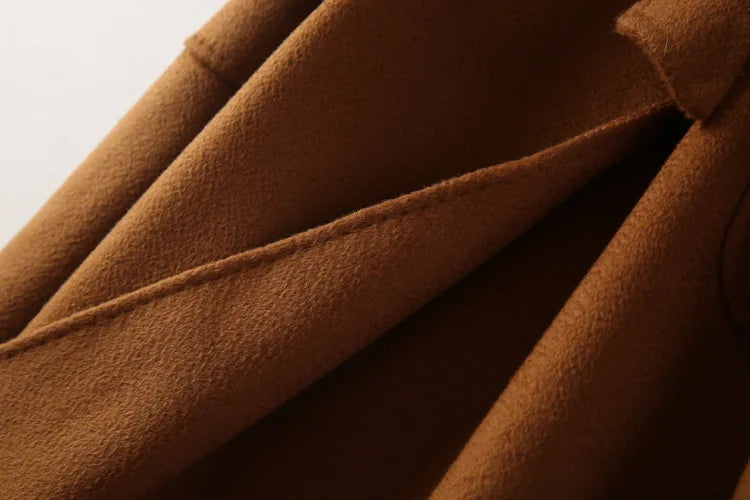 Winter Korean Popular High-end Water Corrugated Woolen Overcoat 2023 Fashion Long Bathrobe Style 100% Wool Jacket Coat Women