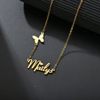 Nextvance Personalized Name Necklace Butterfly Stainless Steel Customized Pendant Chain Lover For Women Creative Gift Jewelry