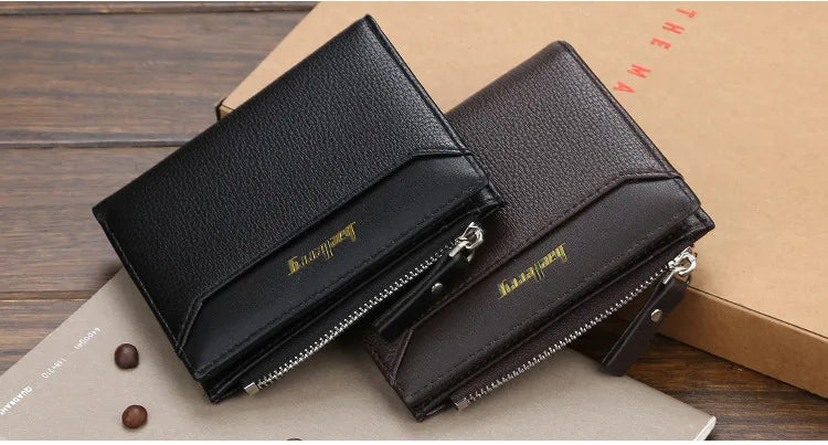 2024 New Men Wallets Free Name Customized Short Male Purse Zipper High Quality Card Holder PU Leather Wallet For Men