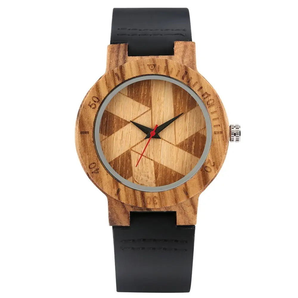 Couple Watch Unique Irregular Geometric Cut Design Men's Wooden Quartz Watches Women Dress Clock Retro Wristwatch Relojes Hombre