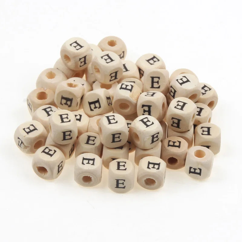 Natural Wooden 50pcs10mm Square Letter Beads Handmade Making Fashion Jewelry Gasket Beads DIY Wooden Bead Carfts Letter Optional