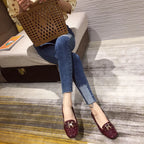 Woman's Flats Casuales for Female Soft Bottom Comfortable Square Head Single Shoes White Black Red Ladies Spring Autumn Loafers