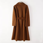 Winter Korean Popular High-end Water Corrugated Woolen Overcoat 2023 Fashion Long Bathrobe Style 100% Wool Jacket Coat Women