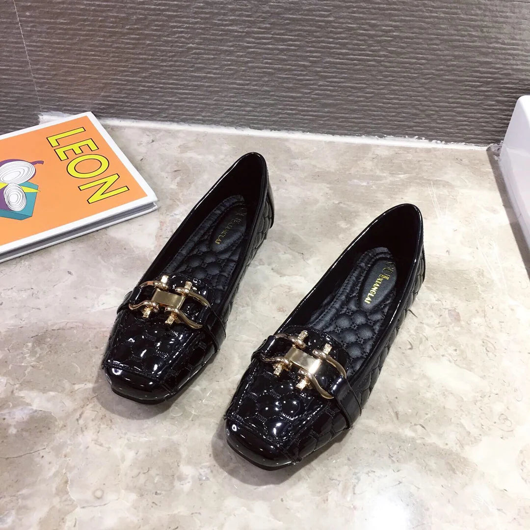 Woman's Flats Casuales for Female Soft Bottom Comfortable Square Head Single Shoes White Black Red Ladies Spring Autumn Loafers