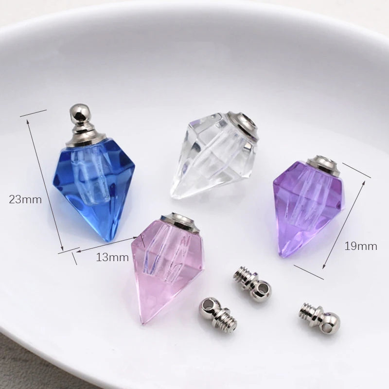 50pieces/lot mixed shape color Crystal Vials perfume pendant Rhinestone vial pendants handmade jewelry name or rice art