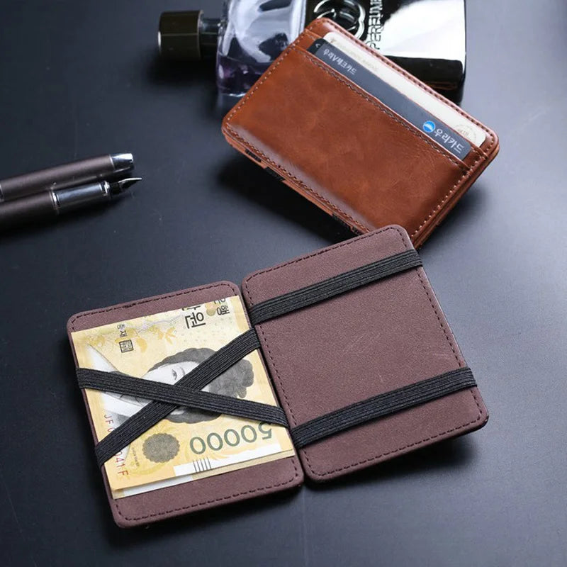 New Arrival High Quality Leather Magic Wallets Fashion Small Men Money Clips Card Purse Thin Cash Holder 3 Colors