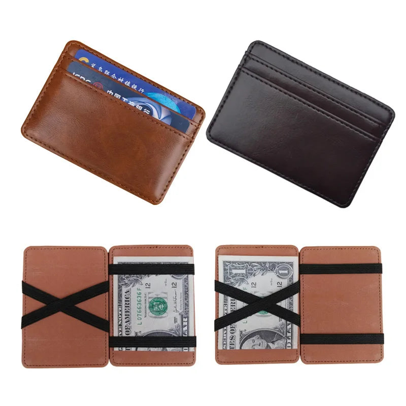 New Arrival High Quality Leather Magic Wallets Fashion Small Men Money Clips Card Purse Thin Cash Holder 3 Colors