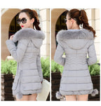 Winter Jacket Women 2025 winter coat pure color casual Fur Collar Hooded long hooded cotton lady jacket