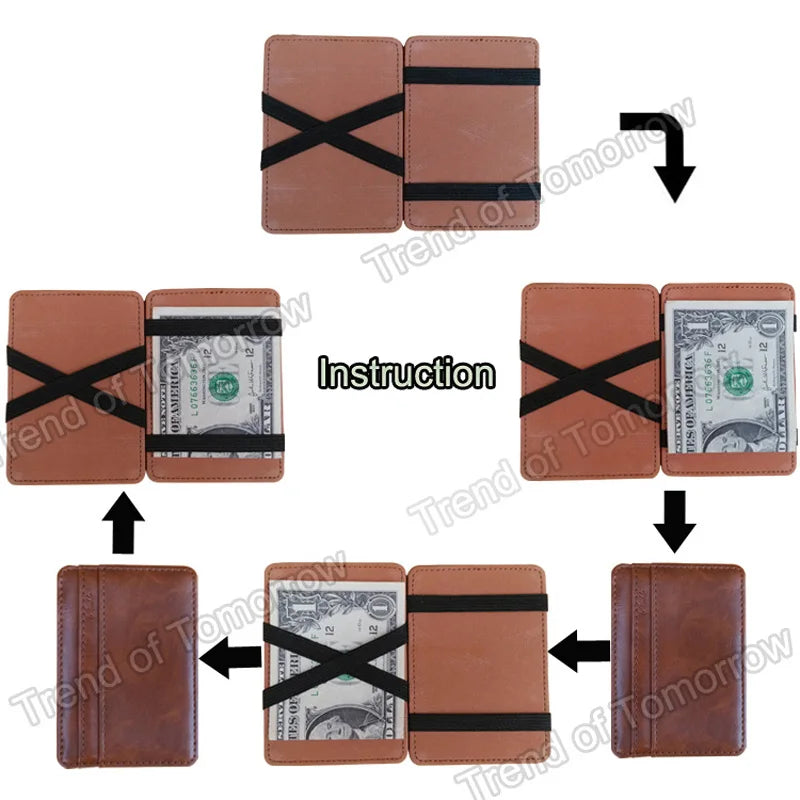 New Arrival High Quality Leather Magic Wallets Fashion Small Men Money Clips Card Purse Thin Cash Holder 3 Colors