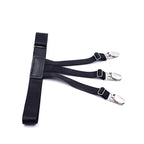 Men's Shirt Stays Adjustable Elastic Shirt Tuckers Garters Shirt Holders with Non-Slip Locking Clamps for Police Military-Black