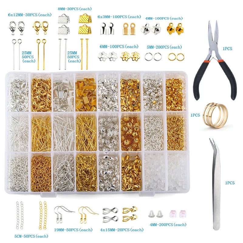 Alloy Accessories Jewelry Findings Set Copper Wire Open Jump Rings Jewelry Making ToolsEarring Hook Jewelry Making Supplies Kit