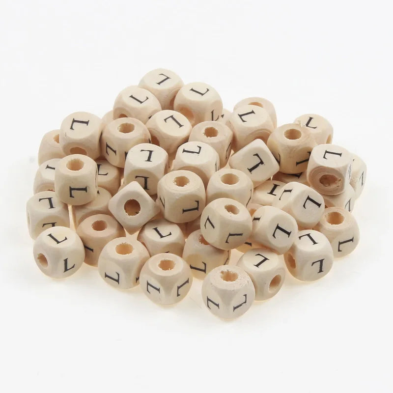 Natural Wooden 50pcs10mm Square Letter Beads Handmade Making Fashion Jewelry Gasket Beads DIY Wooden Bead Carfts Letter Optional