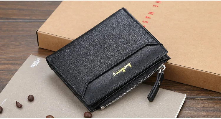 2024 New Men Wallets Free Name Customized Short Male Purse Zipper High Quality Card Holder PU Leather Wallet For Men