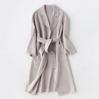 Winter Korean Popular High-end Water Corrugated Woolen Overcoat 2023 Fashion Long Bathrobe Style 100% Wool Jacket Coat Women