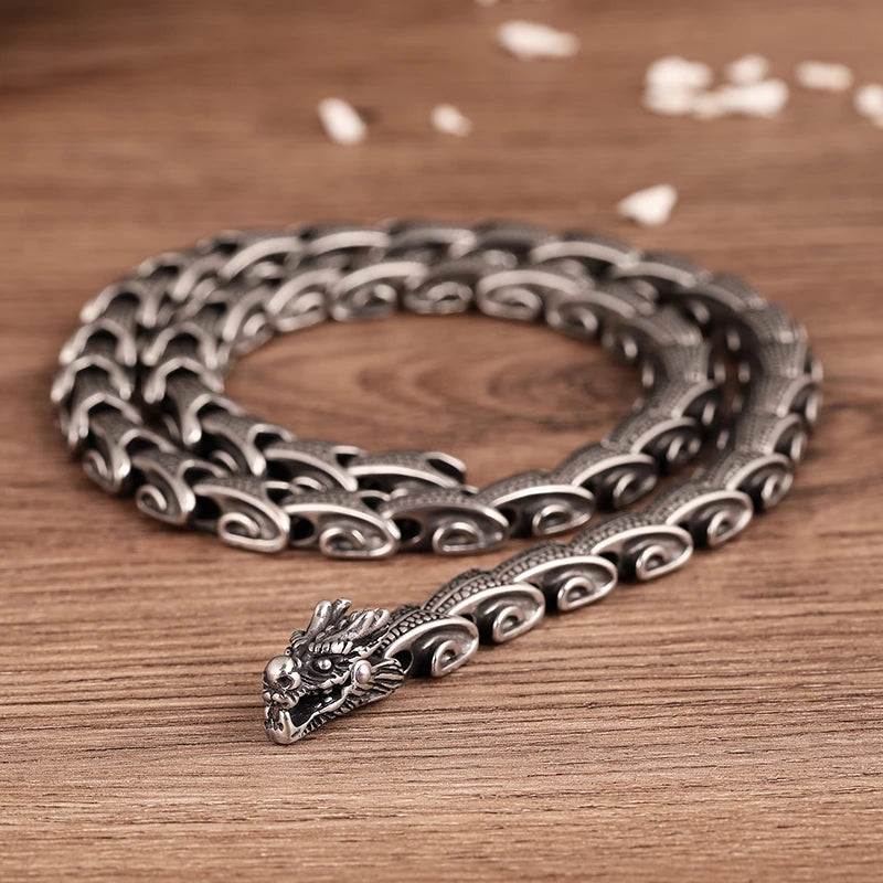 Gothic Dragon Keel Chain Choker Necklace For Men Heavy 316L Stainless Steel On Neck Jewelry Birthday Gifts For Boyfriend Father