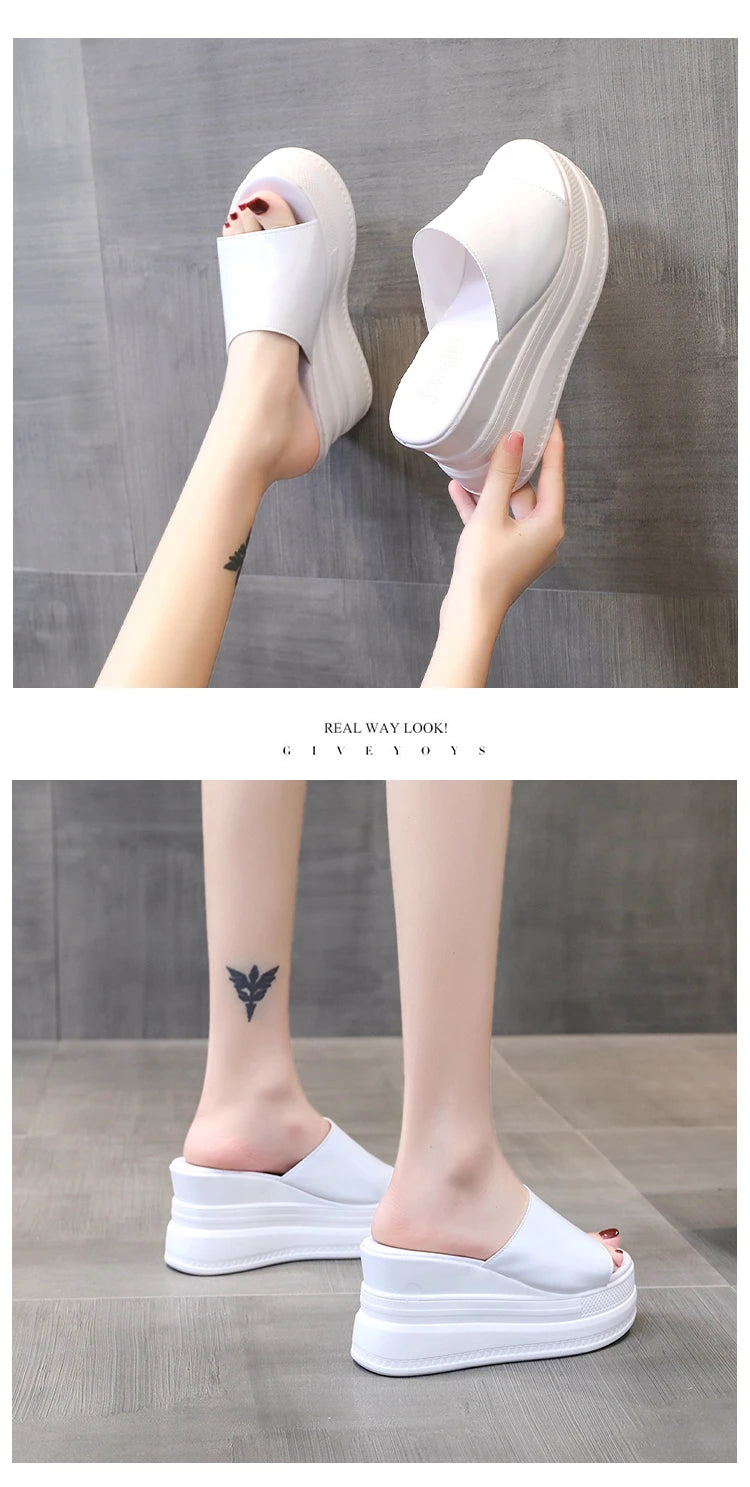 Women Slippers Female Shoes Rubber Beach Slippers For Women Ladies High Platform Flip Flops Red Slides New Summer Shoes Woman