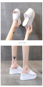 Women Slippers Female Shoes Rubber Beach Slippers For Women Ladies High Platform Flip Flops Red Slides New Summer Shoes Woman