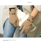 Winter Women Keep Warm Touch Screen Plus Fleece Chain Gloves Elegant Fashion Personality Soft Drive Cycling High Elasticity