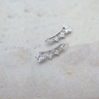 Simple Stylish Star Women Stud Earrings Shiny White Zircon Exquisite Star Square Geometric Female Earring Fashion Jewelry Gifts