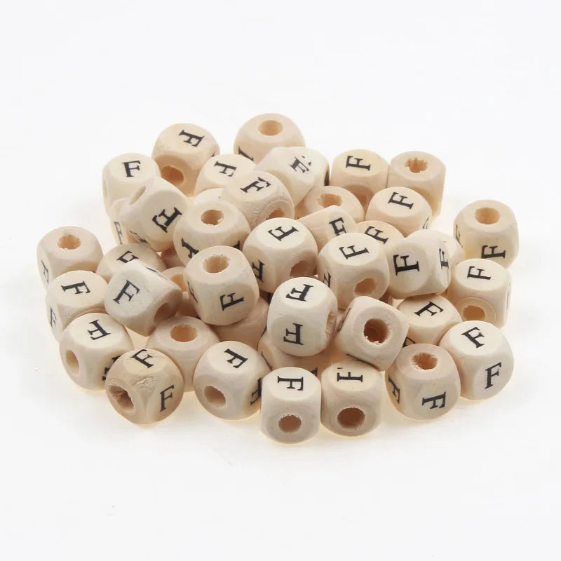 Natural Wooden 50pcs10mm Square Letter Beads Handmade Making Fashion Jewelry Gasket Beads DIY Wooden Bead Carfts Letter Optional