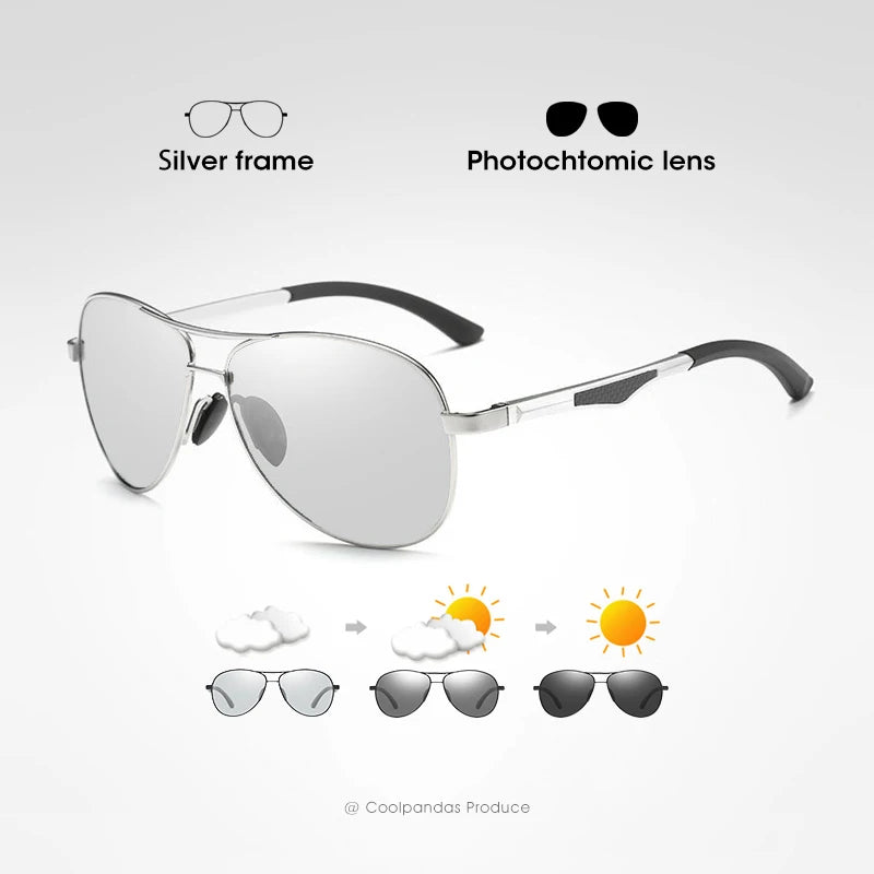 Classic Brand Design Pilot Photochromic Sunglasses Men Polarized Safety Driving Sun Glasses Women Anti-Glare gafas de sol hombre