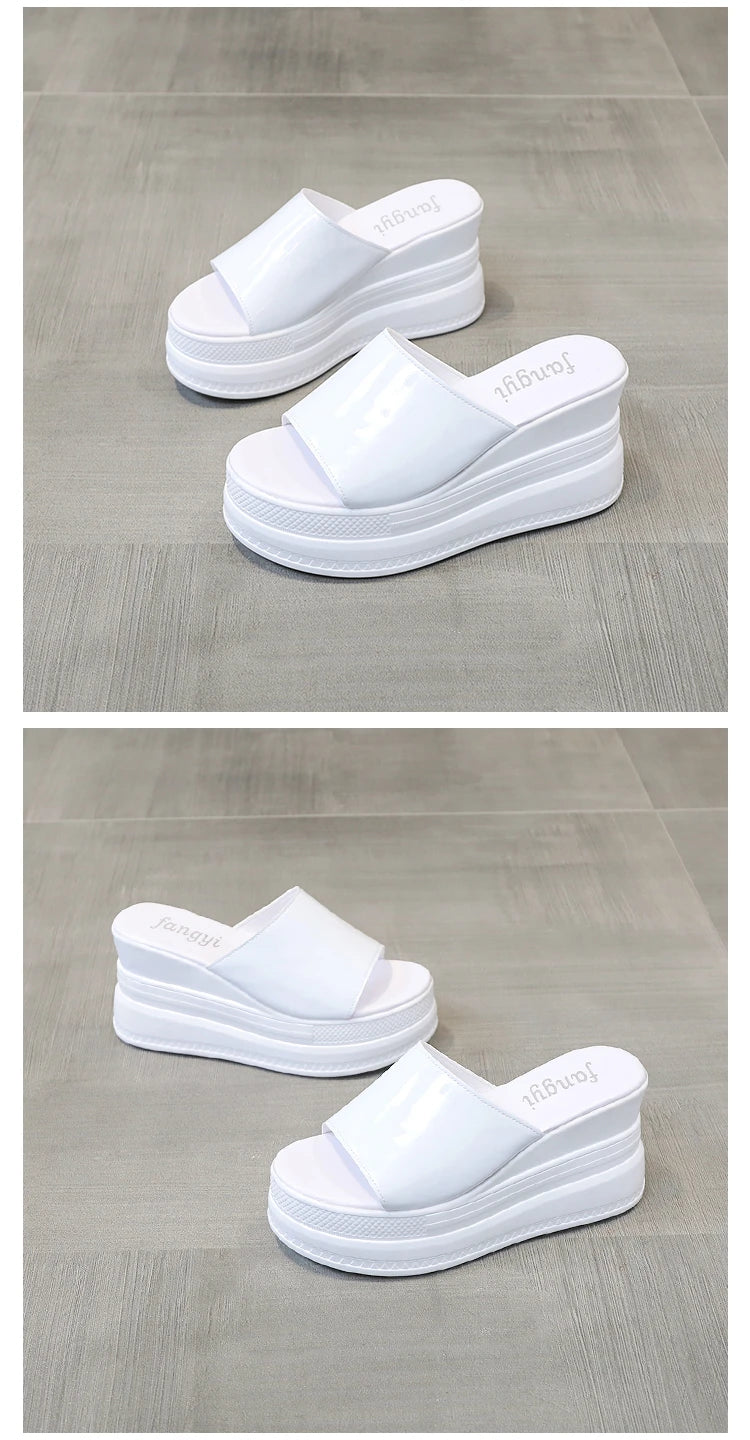 Women Slippers Female Shoes Rubber Beach Slippers For Women Ladies High Platform Flip Flops Red Slides New Summer Shoes Woman