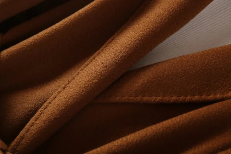 Winter Korean Popular High-end Water Corrugated Woolen Overcoat 2023 Fashion Long Bathrobe Style 100% Wool Jacket Coat Women