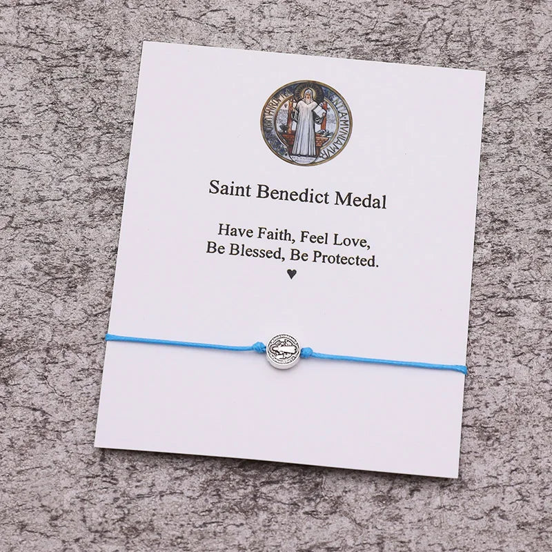 Saint Benedict Wish Bracelet Saint Benedict Charm Red String Protection Bracelet Religious Jewelry Women Men Kabbalah Bracelet
