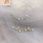 Simple Stylish Star Women Stud Earrings Shiny White Zircon Exquisite Star Square Geometric Female Earring Fashion Jewelry Gifts