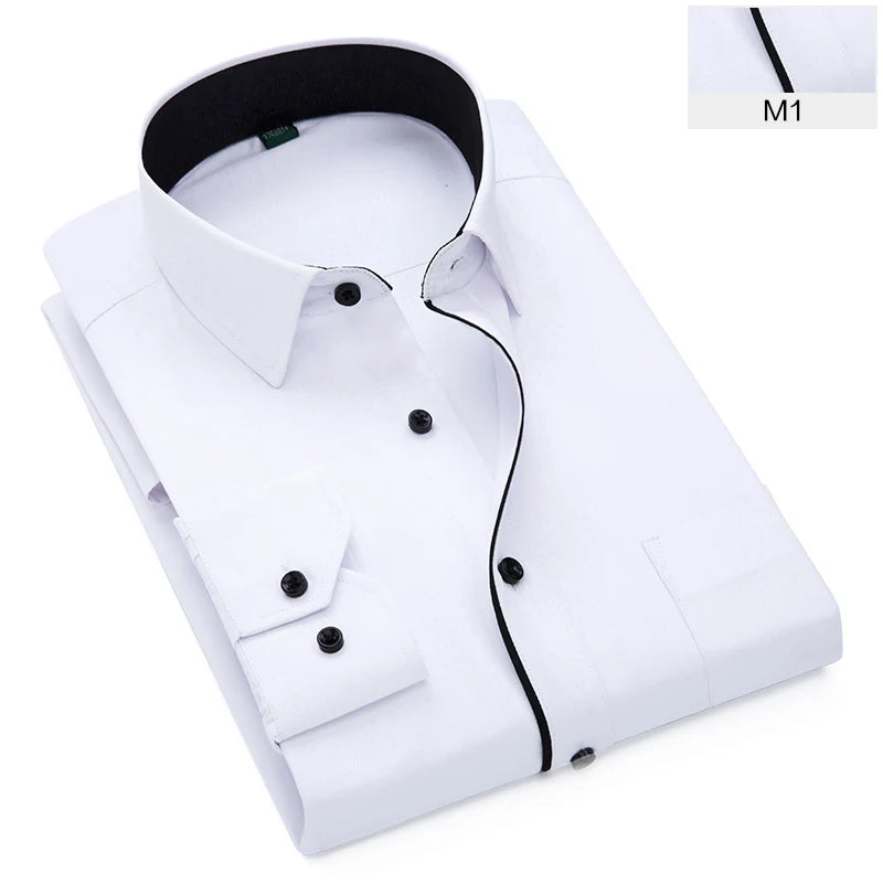 Men's clothing Wedding Shirt Long Sleeve Men Dress Shirts Man Business Party Solid Casual Shirt Work Wear Formal Slim Male Shirt