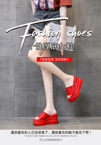 Women Slippers Female Shoes Rubber Beach Slippers For Women Ladies High Platform Flip Flops Red Slides New Summer Shoes Woman