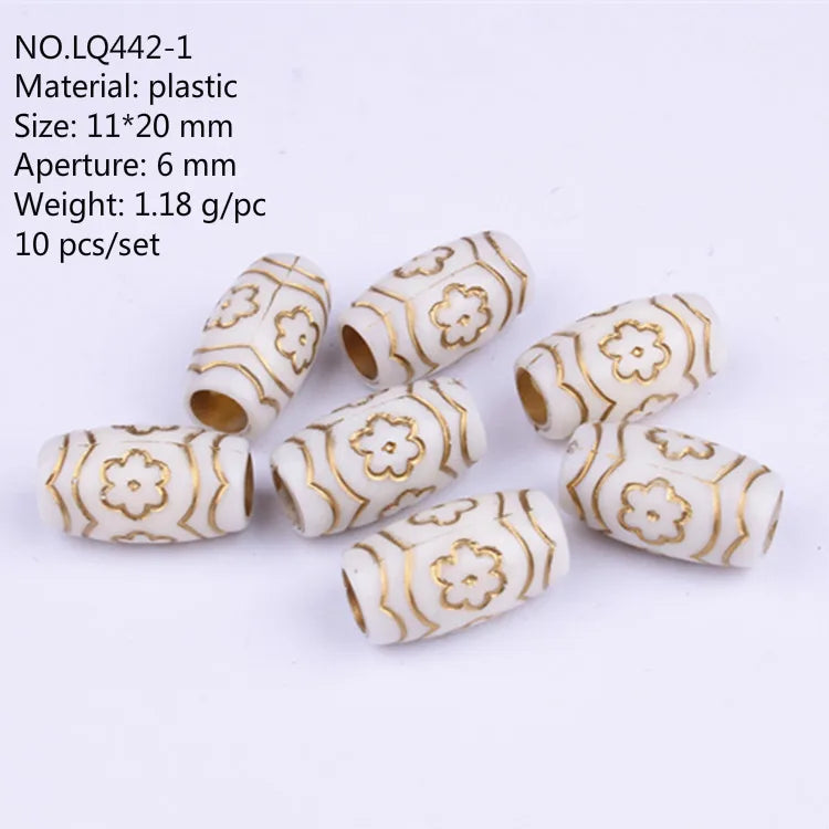 10pcs Hair Beads African Hair Rings Beads Cuffs Tubes Charms Dreadlock Dread Hair Braids Jewelry Decoration Accessories Tools