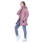 Winter Girls Jacket,Warm Thick Cotton Coat,Fashion Fur Hooded Children's Outerwear,Hairballs Zipper Elastic Waistband Coats