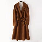 Winter Korean Popular High-end Water Corrugated Woolen Overcoat 2023 Fashion Long Bathrobe Style 100% Wool Jacket Coat Women