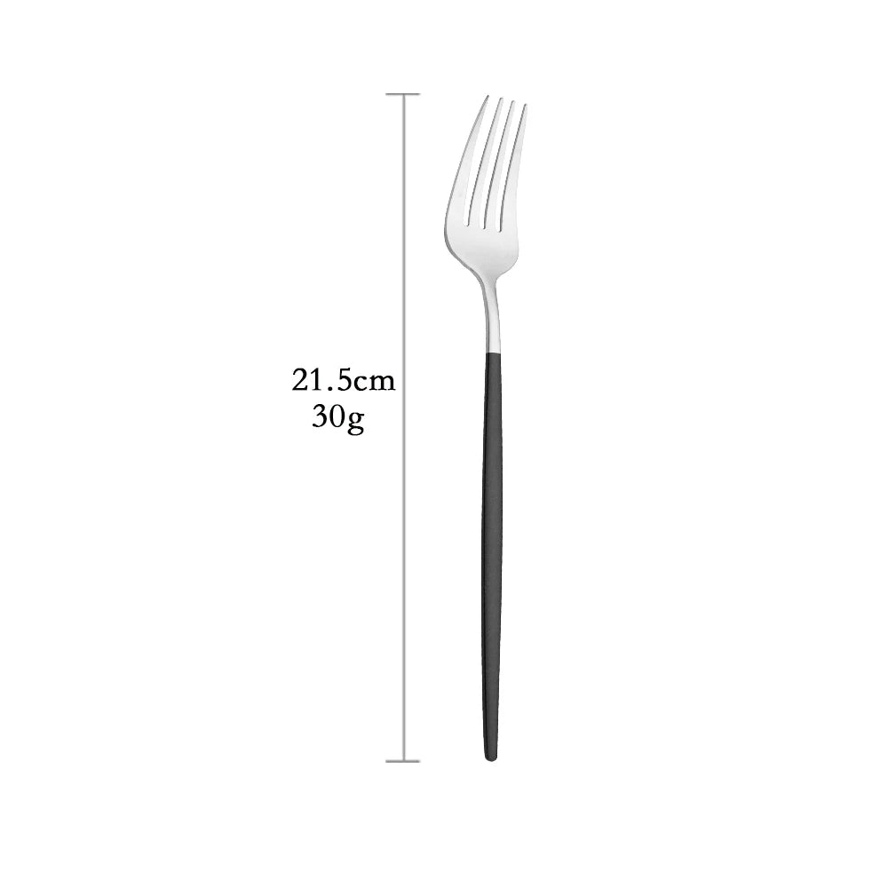 Matte Black Silver Cutlery Set Kitchen Tableware Restaurant Western Dinnerware Knife Dessert Fork Coffee Spoon Teaspoon Flatware