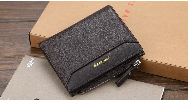 2024 New Men Wallets Free Name Customized Short Male Purse Zipper High Quality Card Holder PU Leather Wallet For Men