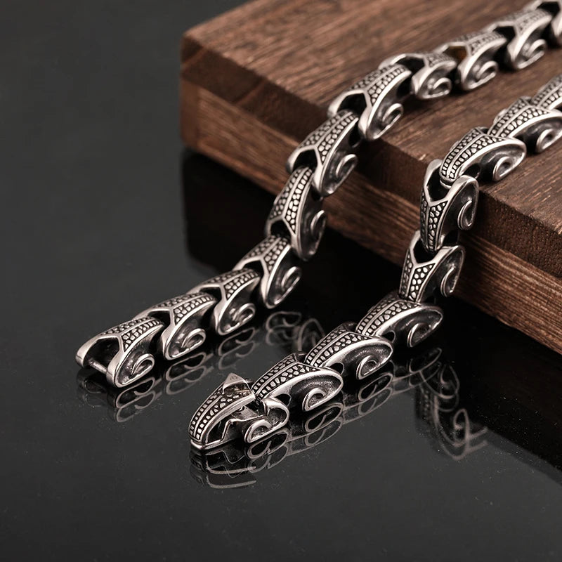 Gothic Dragon Keel Chain Choker Necklace For Men Heavy 316L Stainless Steel On Neck Jewelry Birthday Gifts For Boyfriend Father