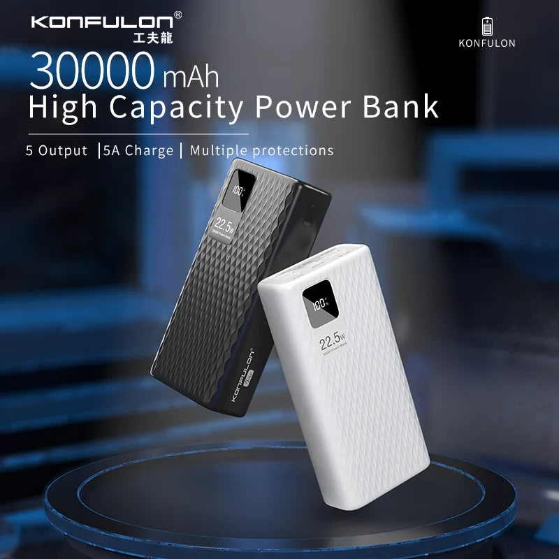 Power Bank 30000mAh With 20W PD 22.5W QC Quick Charging Powerbank Support FCP AFC  VOOC 22.5 Portable PoverBank 20000mAh
