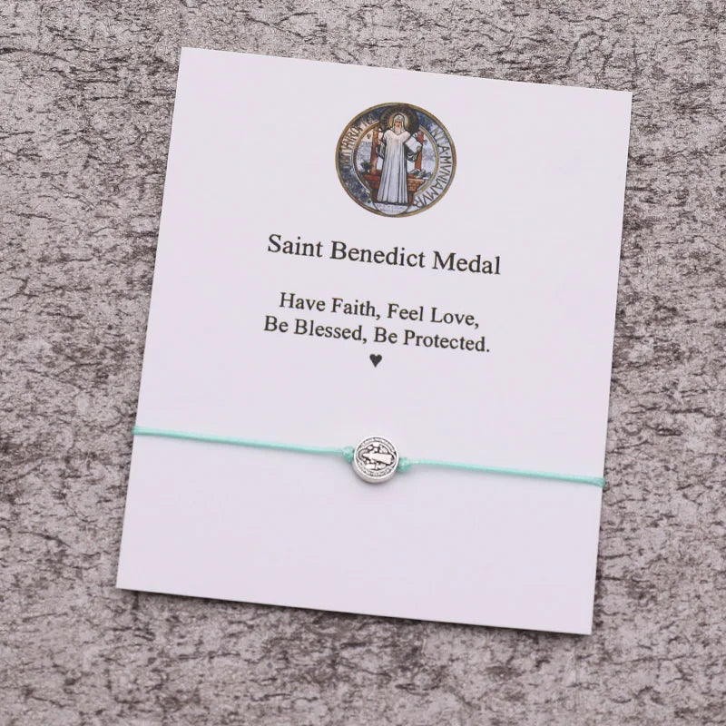 Saint Benedict Wish Bracelet Saint Benedict Charm Red String Protection Bracelet Religious Jewelry Women Men Kabbalah Bracelet