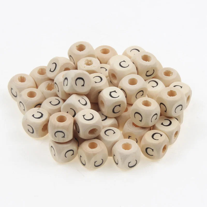 Natural Wooden 50pcs10mm Square Letter Beads Handmade Making Fashion Jewelry Gasket Beads DIY Wooden Bead Carfts Letter Optional