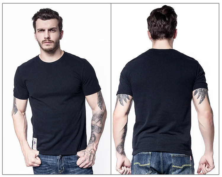 Men's T-shirt Cotton Solid Color t shirt Men Causal O-neck Basic Tshirt Male High Quality Classical Tops
