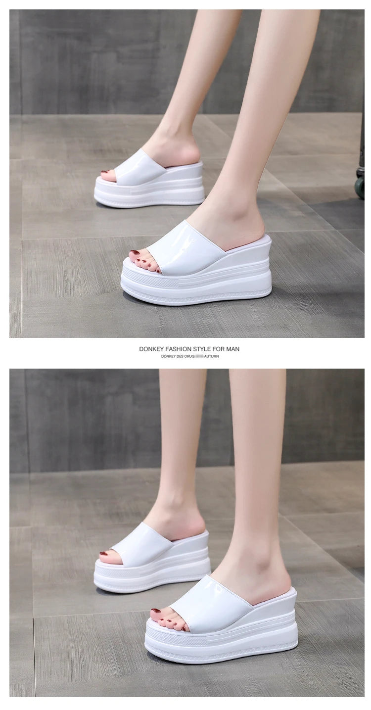 Women Slippers Female Shoes Rubber Beach Slippers For Women Ladies High Platform Flip Flops Red Slides New Summer Shoes Woman