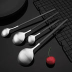 Matte Black Silver Cutlery Set Kitchen Tableware Restaurant Western Dinnerware Knife Dessert Fork Coffee Spoon Teaspoon Flatware