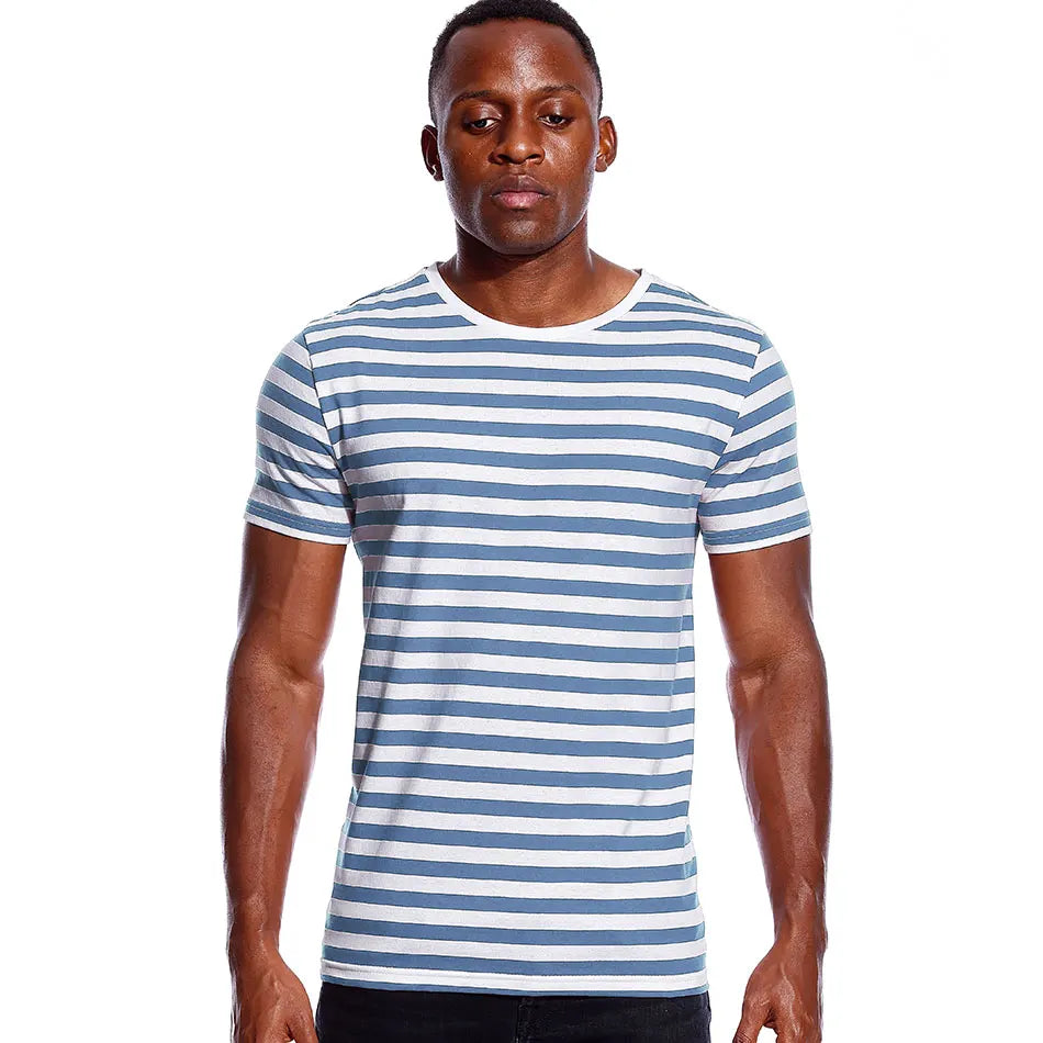 Striped Shirt for Men Stripe T Shirt Male Top Tees Navy Russian Shirt Red White Black Blue Boy Even Basic Wide Stripped Casual