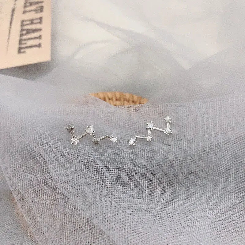 Simple Stylish Star Women Stud Earrings Shiny White Zircon Exquisite Star Square Geometric Female Earring Fashion Jewelry Gifts