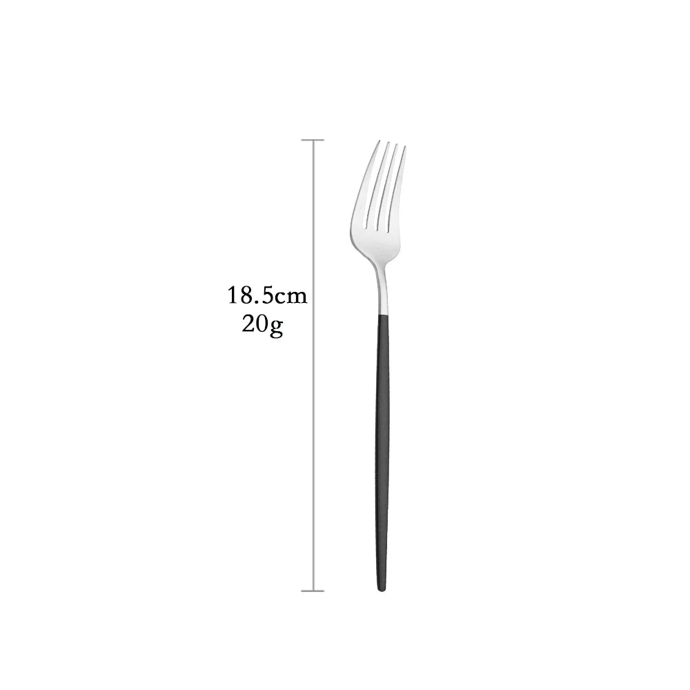 Matte Black Silver Cutlery Set Kitchen Tableware Restaurant Western Dinnerware Knife Dessert Fork Coffee Spoon Teaspoon Flatware